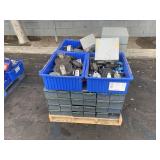 PALLET WITH CASTER WHEELS & MISCELLANEOUS HARDWARE