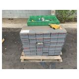 PALLET WITH TOOL BENDS & TOTE WITH MISC.