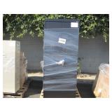 METAL STORAGE CABINET & WICKER CHAIRS