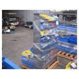 STORAGE RACK WITH ASSORTED METAL PIPE FITTINGS