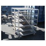 2 ROLLING METAL STORAGE SHELVES