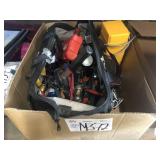 (1) BOX OF ASSORTED HAND TOOLS WITH BAG:
