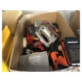 (1) BOX OF ASSORTED POWER & HAND TOOLS: