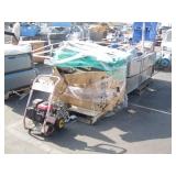 ROW OF SCRAP METAL & ASSORTED ELECTRONICS