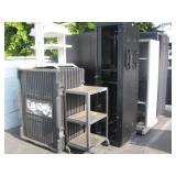 ROW OF SERVER CABINETS & ROLLING CARTS