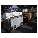 ROW OF RESTAURANT TABLES & COMMERCIAL FREEZER