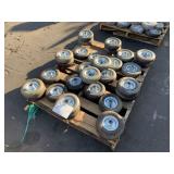 PALLET WITH 30 ULINE FLAT FREE PNEUMATIC WHEELS PALLET WITH 30 ULINE FLAT FREE PNEUMATIC WHEELS