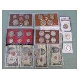 1 LOT W/MIX COINS, CURRENCY