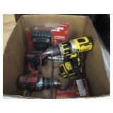 (1) BOX OF POWER DRILLS & CHARGERS
