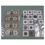 1 BAG W/COINS, CURRENCY
