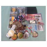 1 BAG W/JEWELRY, MEDALS