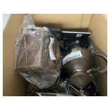 (1) BOX OF TEAPOT, BOOKS, TABLETS, BUDDHA STATUE