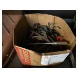 BOX OF LEATHER STRAPS & ROPES