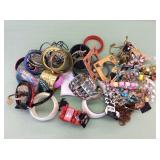 2 BAGS WITH MIXED JEWELRY, BANGLES,BRACELETS
