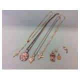 1 BAG WITH GOLD/SILVER TONE NECKLACES, EARRINGS