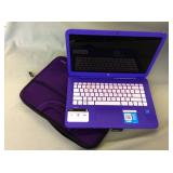 1 HP LAPTOP WITH PURPLE SOFT CASE