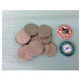 1 BAG WITH VEGAS TOKENS AND CHIPS