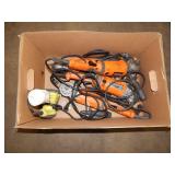 1 BOX OF RIDGID ANGLE GRINDERS & RYOBI TOOLS