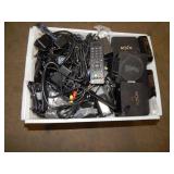 1 TOTE OF DROID BOXES, REMOTES & POWER CABLES