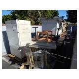 1 ROW OF CLASSROOM FURNITURE SURPLUS & FRIDGE