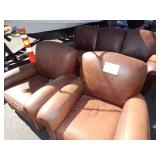 2 BROWN LEATHER RECLINERS & 3 SEAT SOFA