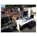 1 ROW OF DESKS & STACKABLE CHAIRS