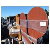 1 ROW OF TABLE TOPS, CABINETS & MISC. FURNITURE