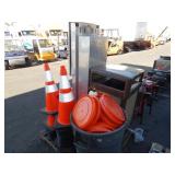 1 PALLET OF 1 PICKUP TOOL BOX & TRASH BINS 5 GALLO