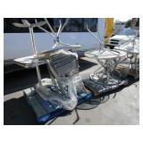 ONE LOT OF OUTDOOR METAL TABLES AND CHAIRS.