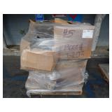 PALLET OF PVC CHAIRS, PANEL BOXES.