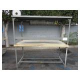 TWO WORKING STATION METAL TABLES.