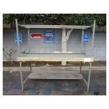 TWO WORKING STATION METAL TABLES.