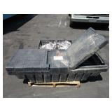 PALLET WITH TRUCK BED PLASTIC TOOL BOX AND MISC.