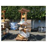 PALLET OF WOOD TABLES WITH SET OF STOOLS