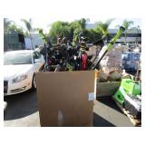 BOX OF WEED WHACKERS AND OTHER GARDENING POWER TOO