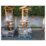 PALLET OF WOOD TABLES WITH SET OF STOOLS
