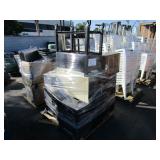 PALLET OF FILE CABINETS AND CRATES OF PITCHERS