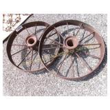 (2) Metal Wagon Wheels