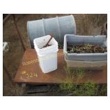 ROLLING CART WITH TUBS, WIRE, AND J-BOLTS