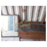 Antique Tiger Wood Dresser w/Mirror