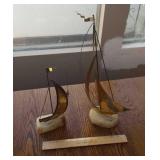 Brass & Alabaster Sailboat Art