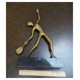 Large Brass & Marble Tennis Figurine