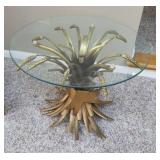 Glass Top Wheat Shock Side Table