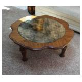 Large Wooden Coffee Table With Mirror Top