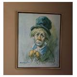 Large Leighton Jones Clown Oil On Canvas