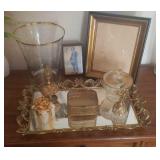 Dresser Mirror & Goldtone Decor