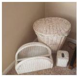 3 Pieces Of White Wicker