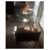 Glass Top Table With 2  Canvas Fabric Chairs