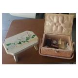 Sewing Basket And Small Painted Stool
