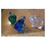 3 glass elephants,  clear is Lenox